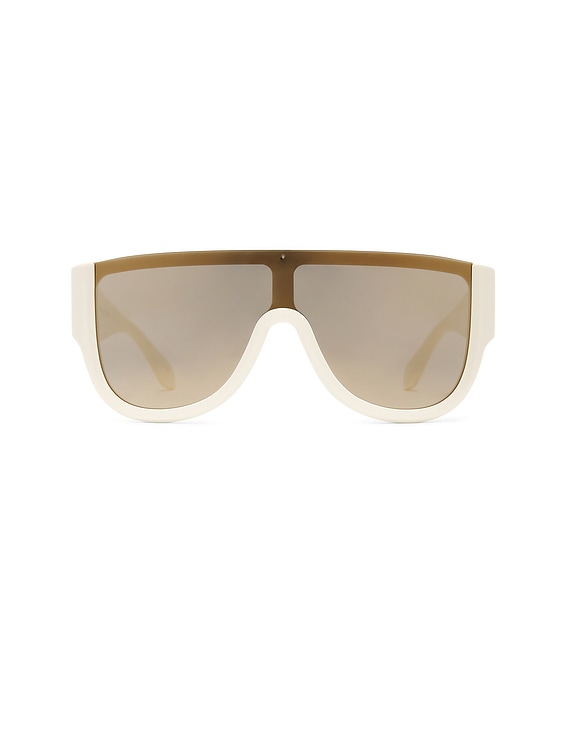 ALAÏA Shield Sunglasses in White & Gold | FWRD