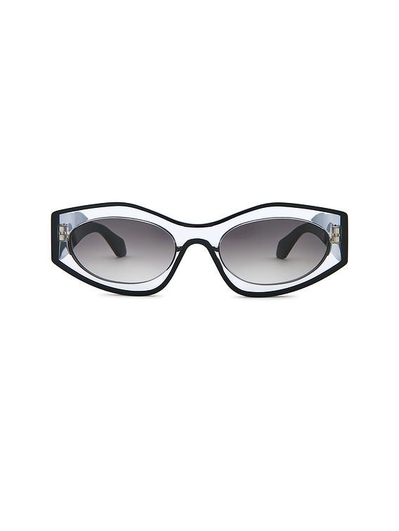 ALAÏA Oval Sunglasses in Crystal, Black, & Grey | FWRD