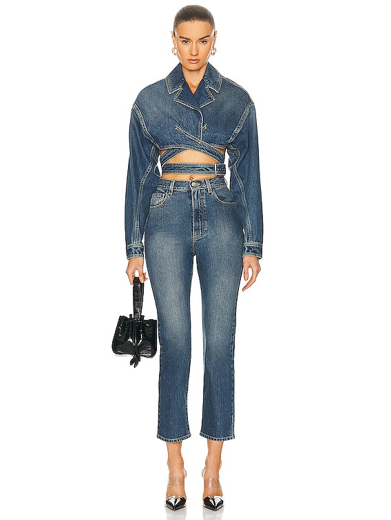 ALAÏA High Waist Straight Leg in Bleu Vintage | FWRD