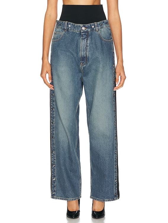 アライア☆ヴィンテージブルー ラウンドジーンズ ALAÏA BLEU VINTAGE ROUND JEANS IN STONE DENIM | ALAÏA CL