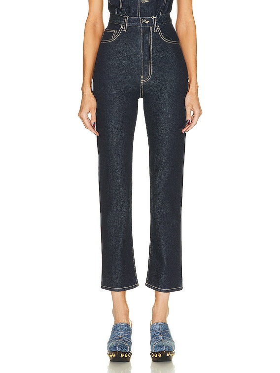 ALAÏA High Waist Pant in Bleu Denim