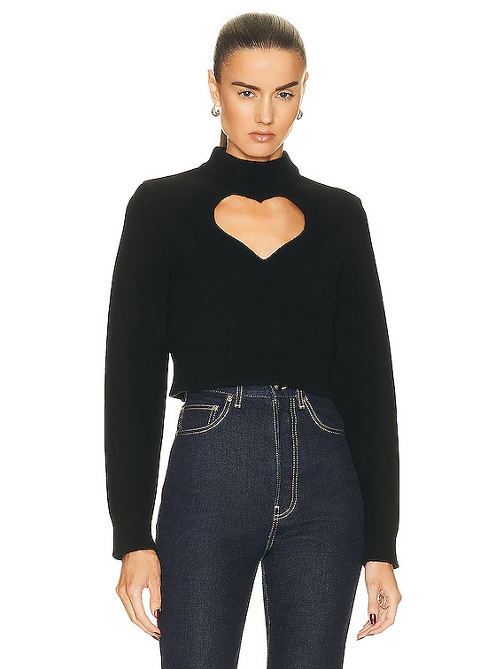 MSGM Heart Cut-out Turtleneck Sweater in Black