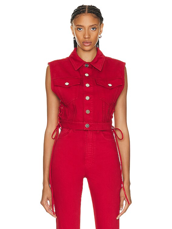ALAÏA Eyelet Vest in Rouge Alaia | FWRD