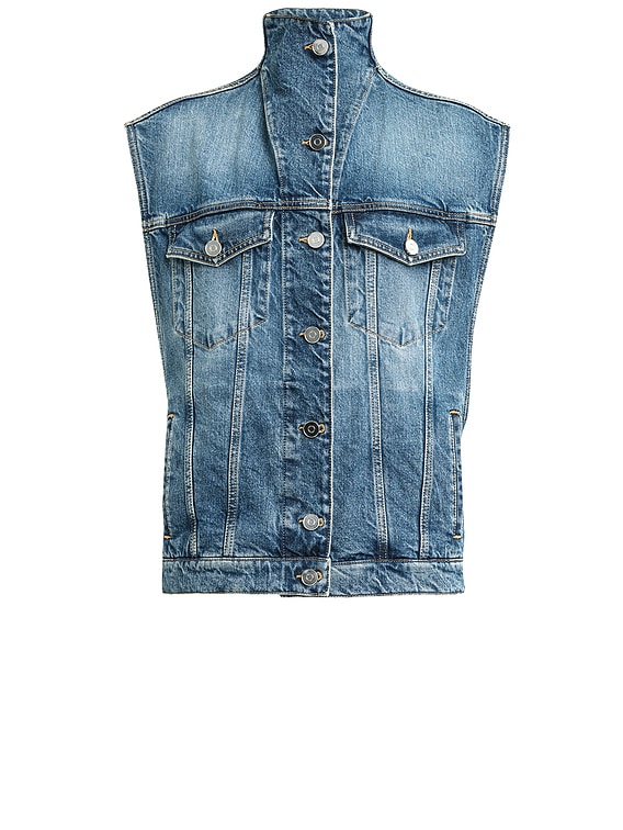 ALAIA Trucker Vest in Blue Vintage FWRD