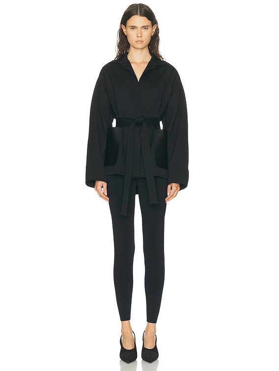 ALAÏA ALAΪA Wrap Jacket in Noir Alaia | FWRD