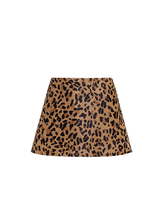 ALAÏA Leopard Print Mini Skirt in Brun Sepia | FWRD