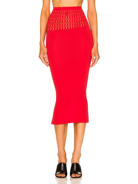 SALE【Alaia】ストライプ チューブスカート ALAÏA Tube Skirt in Ecarlate | FWRD