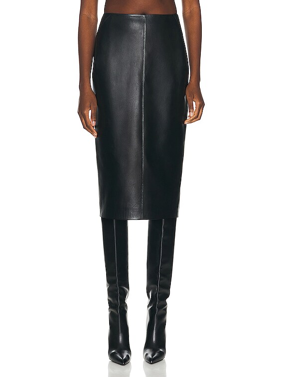 ALAÏA Leather Pencil Skirt in Noir | FWRD