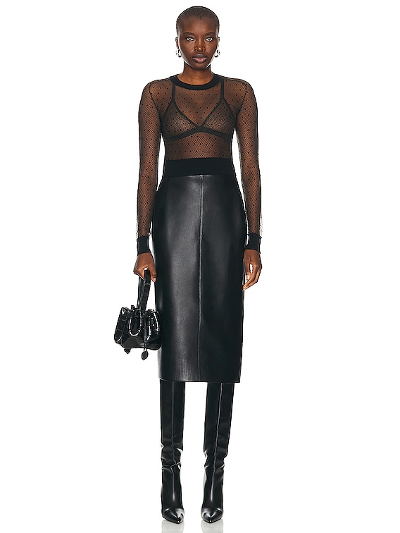 Alaïa タイトスカート 100%leather ALAÏA Leather Pencil Skirt in Noir | FWRD