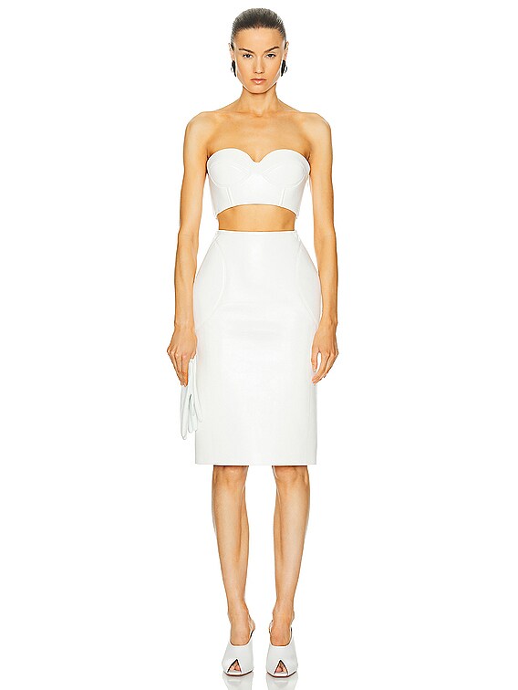 ALAÏA Patent Leather Pencil Skirt in Blanc | FWRD