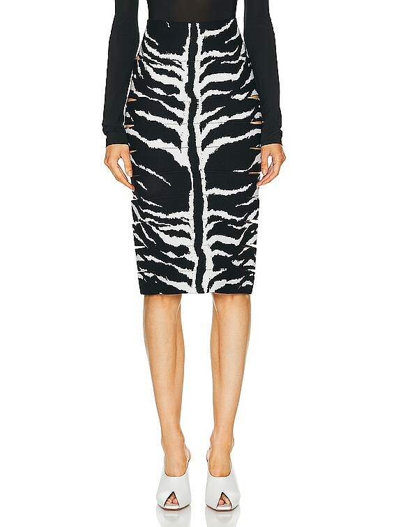 ALAÏA Pencil Skirt in Blanc & Noir | FWRD