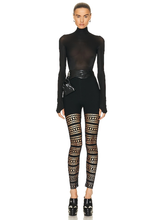 ALAÏA Jersey Sheer Bodysuit in Noir ALAÏA | FWRD