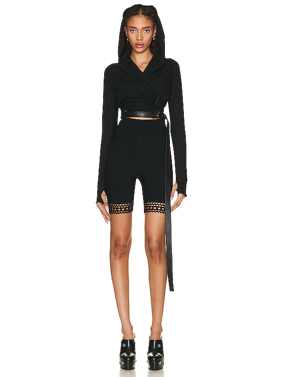 ALAÏA Wrap Top in Noir | FWRD