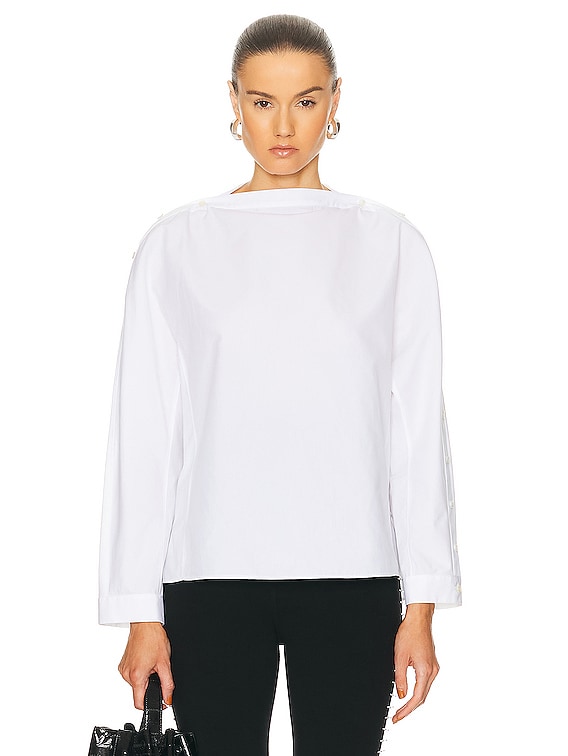 ALAIA ホワイト 長袖シャツ ALAÏA Button Up Top in Blanc | FWRD