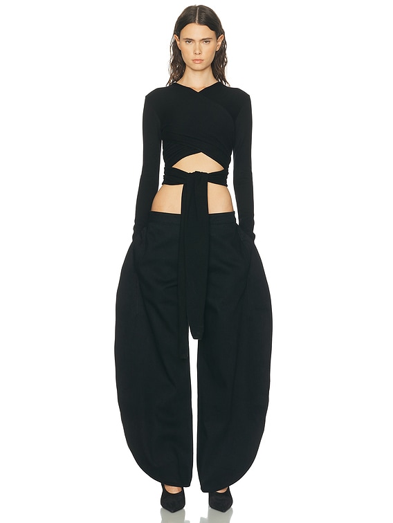 Alia アライアドレープトップス ALAÏA ALAΪA Wrap Top in Noir Alaia | FWRD