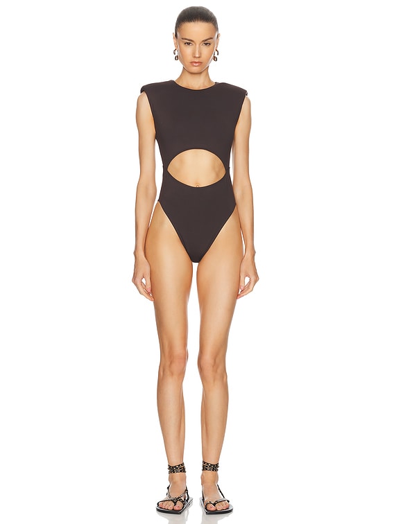 ワンピース水着 ALAIA CUT-OUT SWIMSUIT ALAÏA: Navy Cutout One-Piece Swimsuit | SSENSE