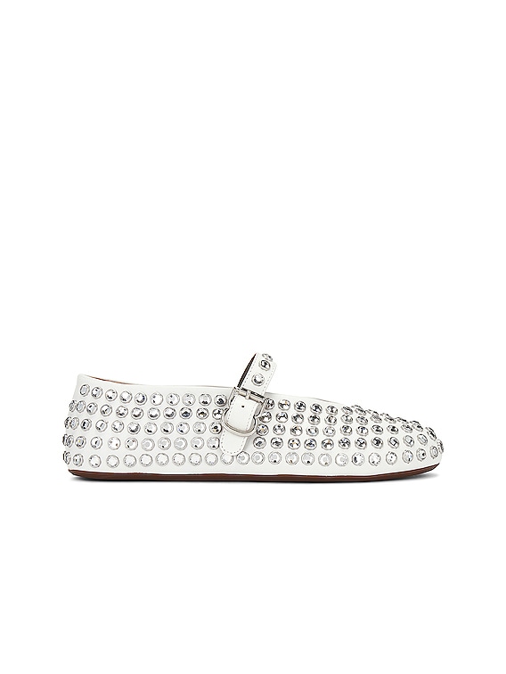 ALAIA アライア スリフレス ホティスツ AA9H0492T666A0 995 ALAÏA Ballerina Flat in Blanc Casse | FWRD