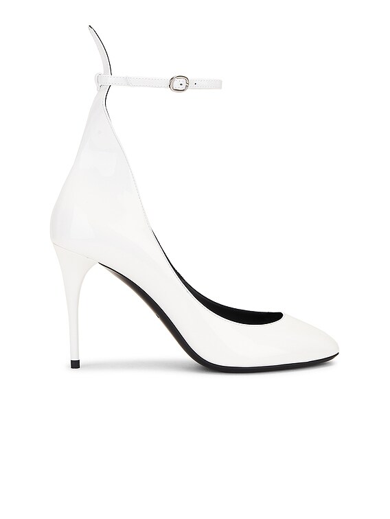 ALAÏA Ankle Strap Pump in Blanc Optique | FWRD