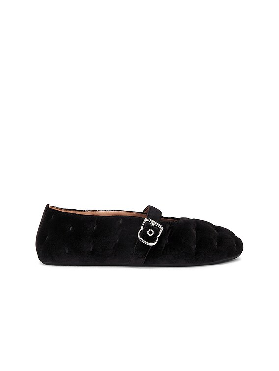 ALAÏA Velvet Ballerina Flat in Noir | FWRD ALAÏA Velvet Ballerina Flat in Noir | FWRD