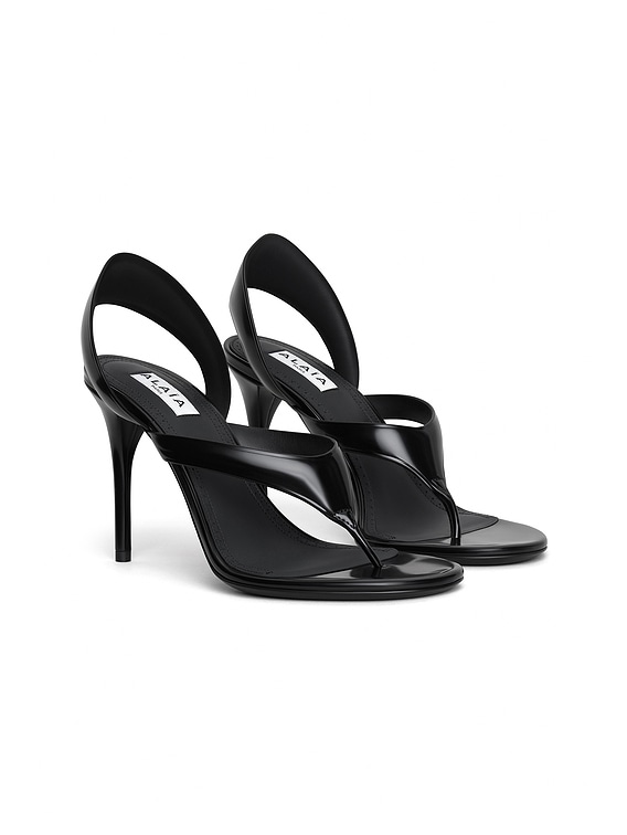 【ALAIA】 ROUND TOE THONG SANDALS サンダル Infradito leather thong sandals in black - Alaia | Mytheresa