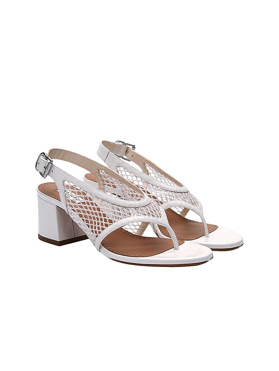 ALAÏA Fishnet Sandal in Blanc Optique | FWRD