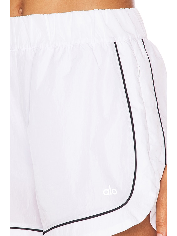 alo Motivate Track Short in White & Black | FWRD