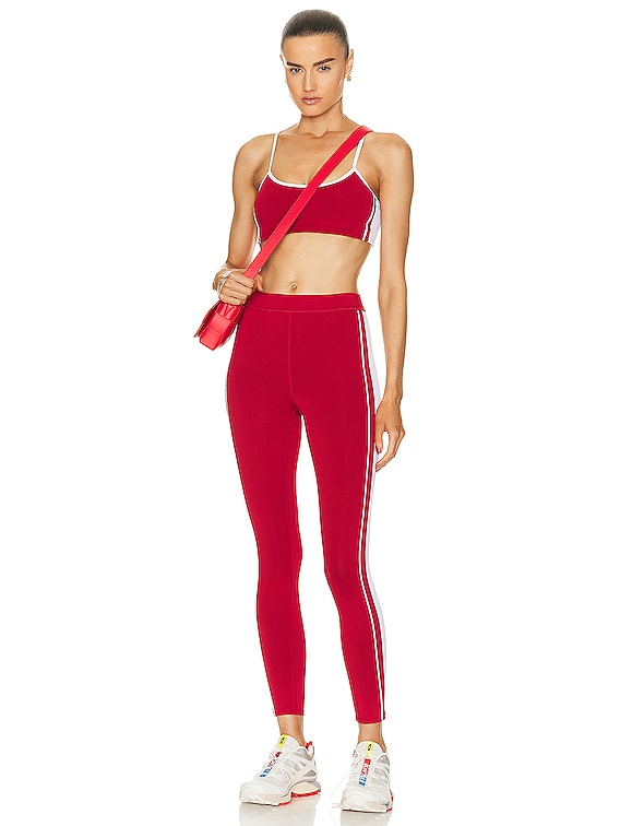 alo Airlift High Waisted Car Club Legging in Classic Red & White