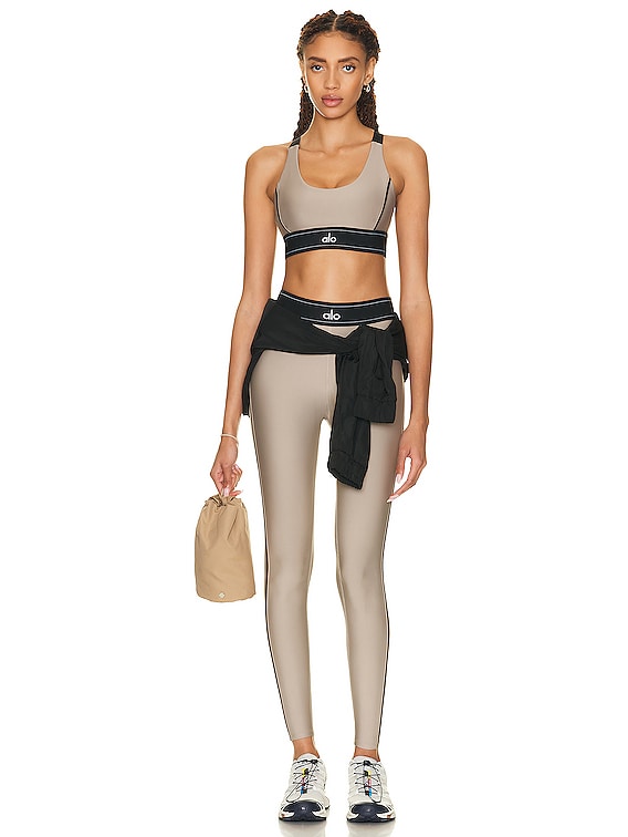 alo Airlift High Waisted Suit Up Legging in Gravel & Black