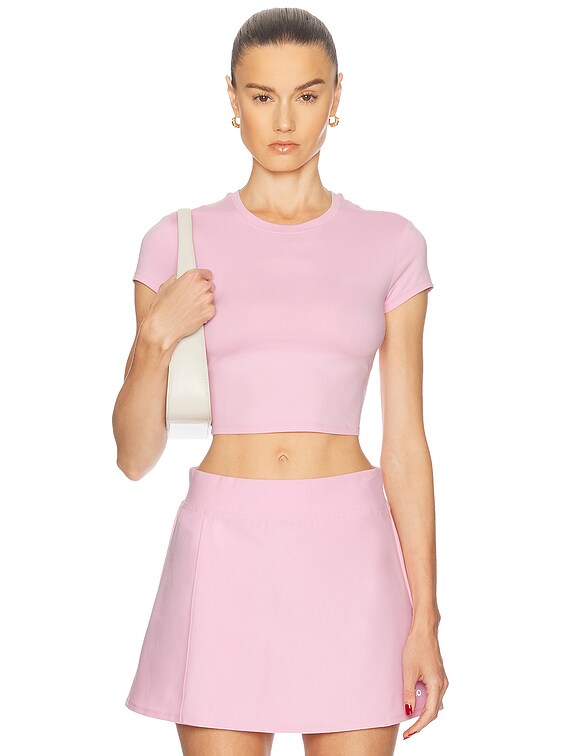 alo Alosoft Crop Finesse Short Sleeve Tee in Sweet Pink | FWRD