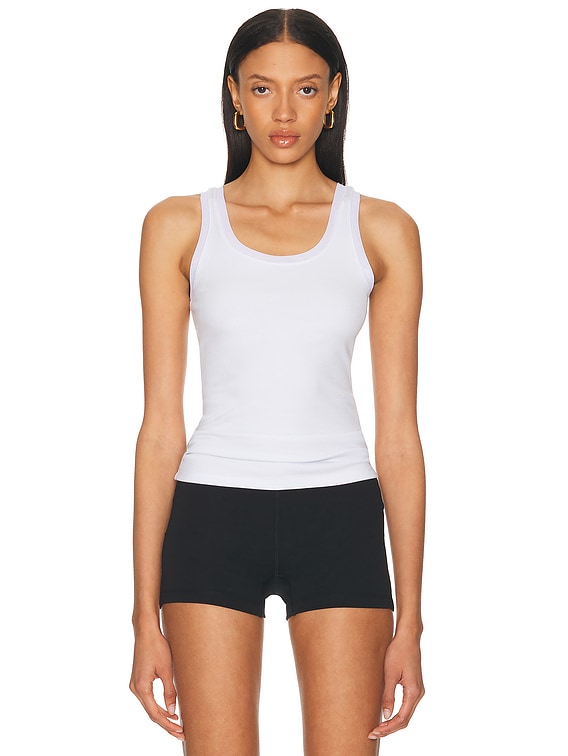 alo Ribbed Mesh Secret Tank Top in White | FWRD