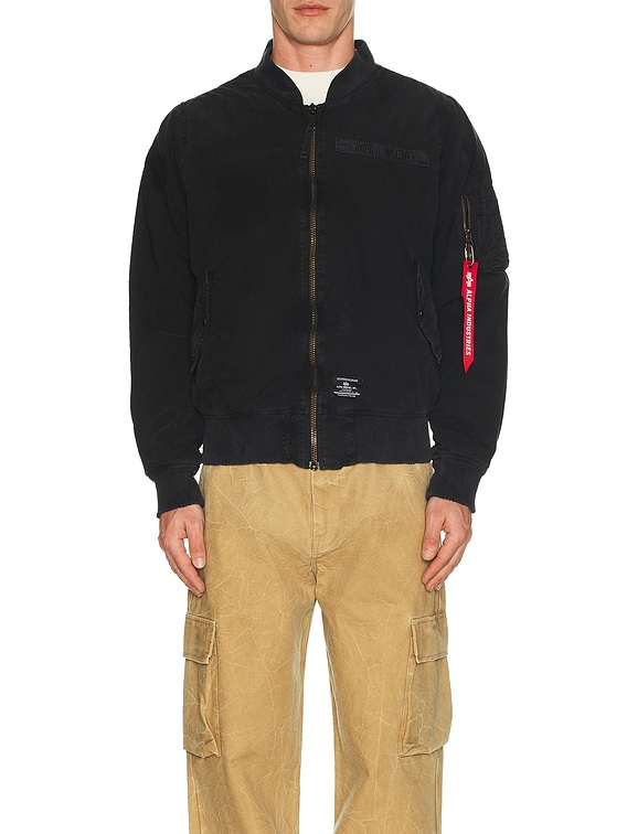 ALPHA INDUSTRIES L-2B Rip And Repair Flight Jacket in Black
