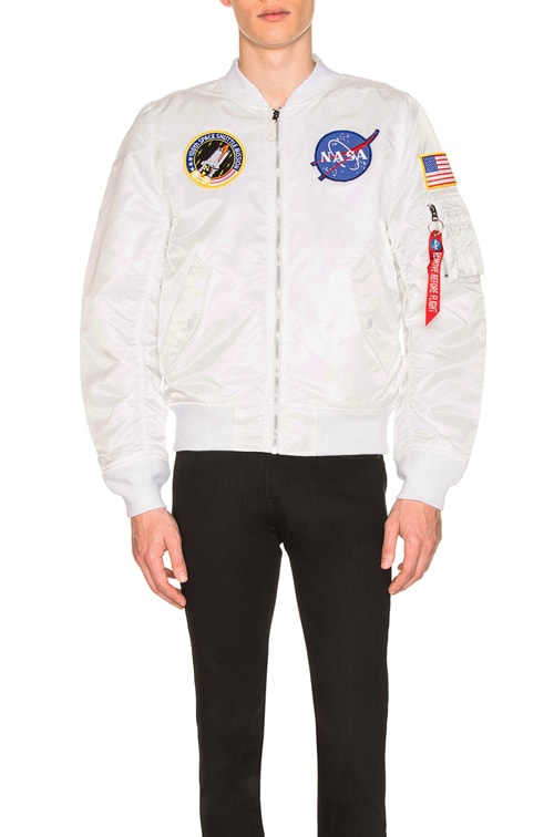 alpha industries white nasa bomber