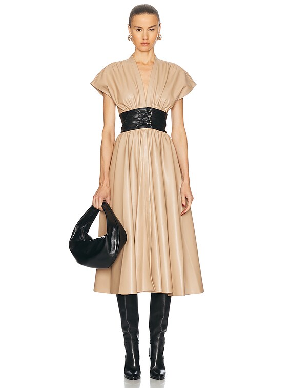 Alexis Viktora Midi Dress in Taupe | FWRD