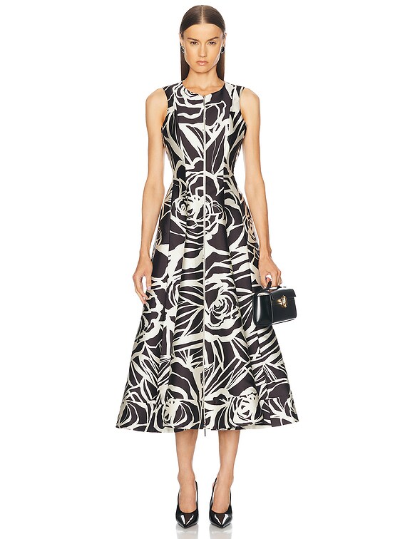 Alexis Lazaro Midi Dress in Black Petal | FWRD