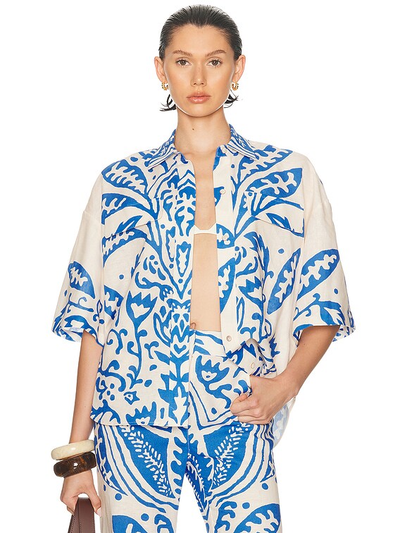 Alexis Farad Top in Sapphire Palm | FWRD
