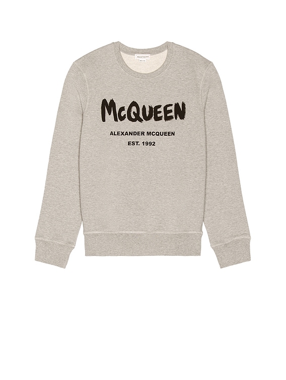 Alexander McQueen Graffiti Print Sweatshirt in Pale Grey FWRD