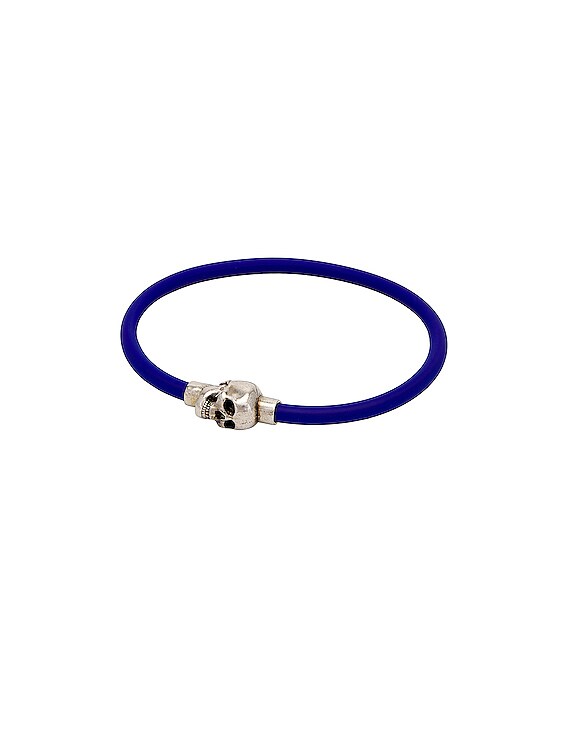 Men's Rubber Cord Skull Bracelet in Black