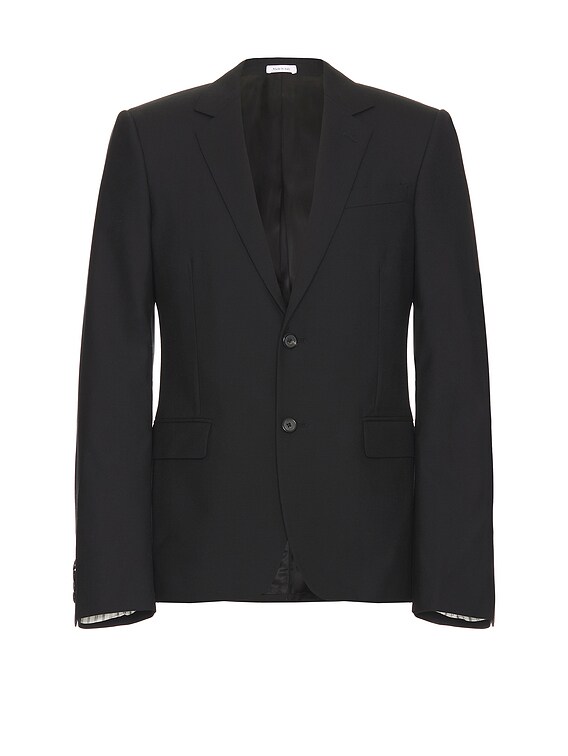 ジャケット ALEXANDER MCQUEEN BLACK SINGLE-BREASTED JACKET IN WOOL McQueen Jacket in Black | FWRD
