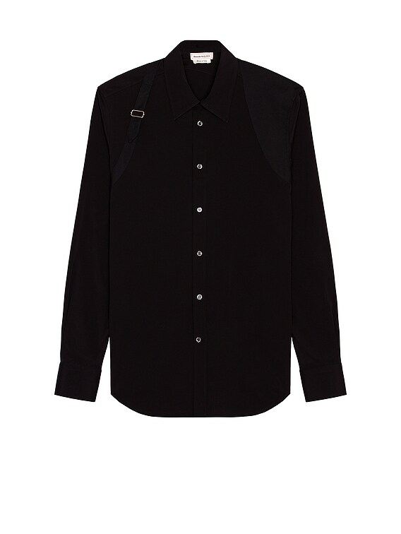 ALEXANDER MCQUEEN ブラックフリルシャツ 38 McQueen Shirt in Black | FWRD