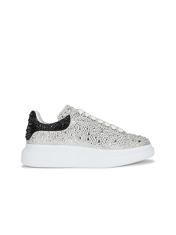 McQueen Oversized Sneaker in White, Black, & Crystal | FWRD