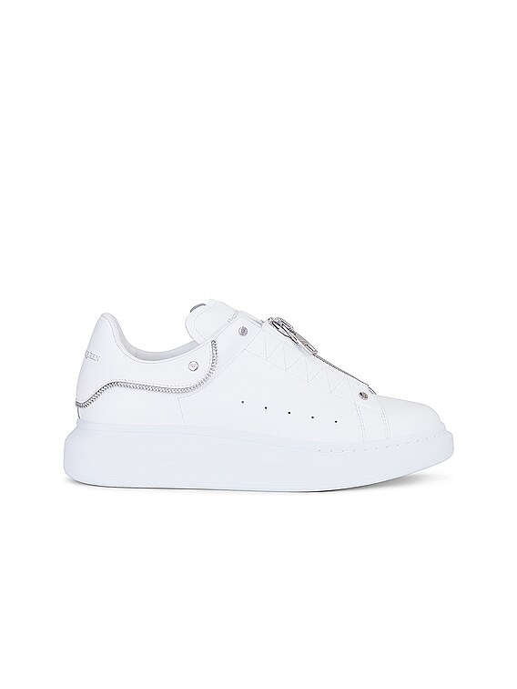 Alexander McQueen Oversized Sneaker in White & Silver | FWRD