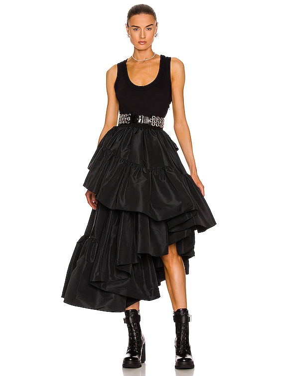 McQueen Asymmetrical Midi Dress in Black | FWRD