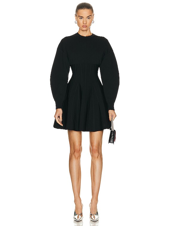 Alexander McQueen Corset Crewneck Mini Dress in Black | FWRD