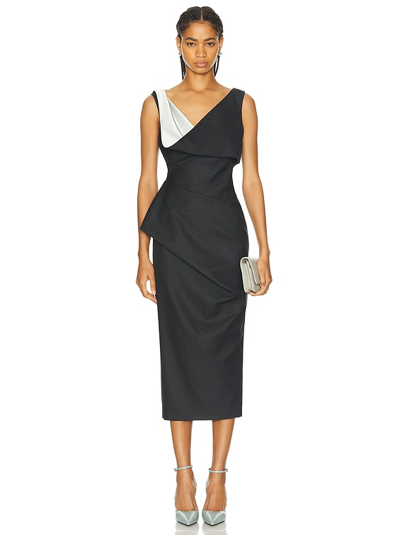 Alexander McQueen Wool Pinstripe Day Dress in Grey FWRD