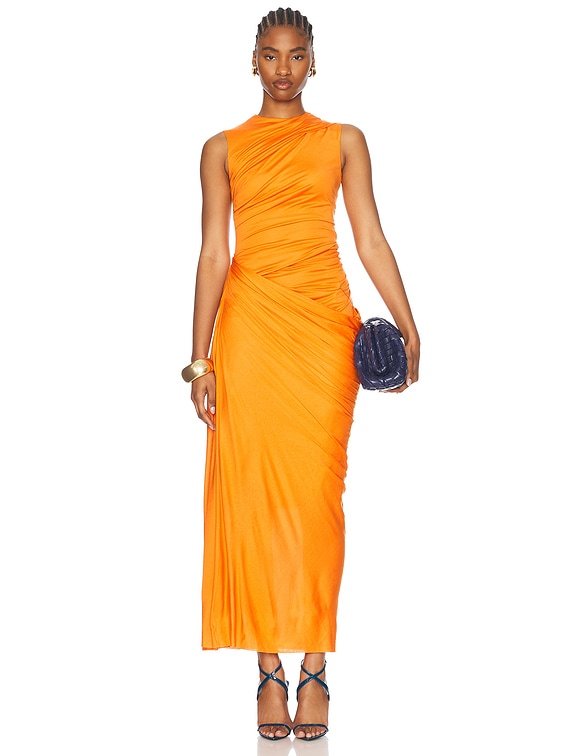 McQueen Jersey Midi Dress in Bright Orange | FWRD