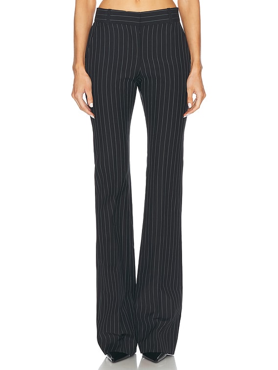 McQueen Pinstripe Straight Leg Pant in Black & White | FWRD