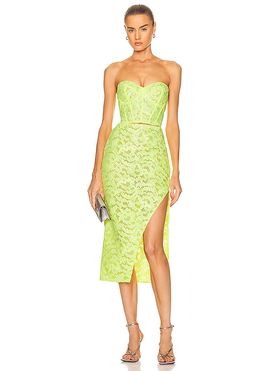 McQueen Lace Bustier Top in Acid Yellow | FWRD