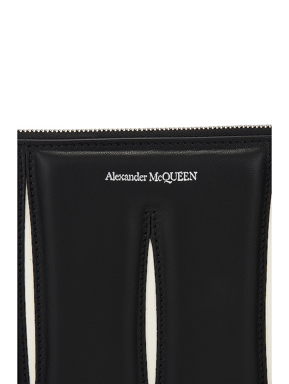 Alexander McQueen The Slash Zip Coin Bag in Black & Soft Ivory | FWRD