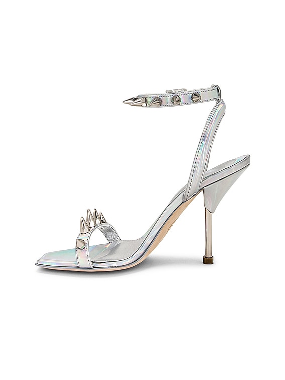 Alexander McQueen Spike High Heel Sandals in Silver Holographic & Silver