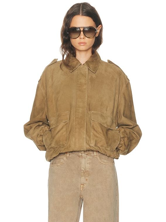ARMA Halti Lamb Suede Jacket in Olive | FWRD